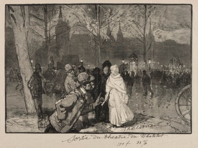 Sortie du Théâtre du Chatelet door Auguste Louis Lepère