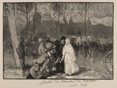 Sortie du Théâtre du Chatelet door Auguste Louis Lepère