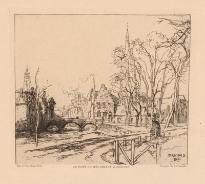 De Béguinage-brug in Brugge door Auguste Louis Lepère