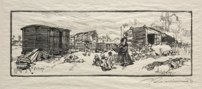 Het koetshuis Le wagon-logement door Auguste Louis Lepère