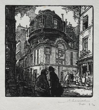 Uitzicht op het Hotel Colbert door Auguste Louis Lepère