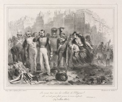 Album van 1831: Ik wil een van Polignacs soldaten doden. Ze spaarden mijn kind niet door Auguste Raffet