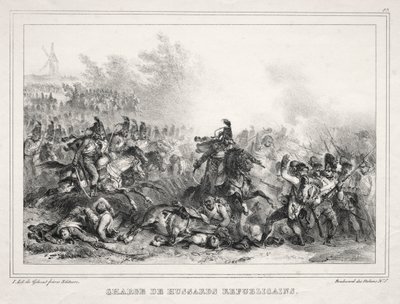 Album voor 1833: Aanval van Republikeinse Huzaren door Auguste Raffet