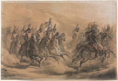Cavaleriecharge, ca. 1840 door Auguste Raffet