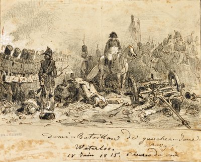 Napoleon tijdens de Slag bij Waterloo door Auguste Raffet