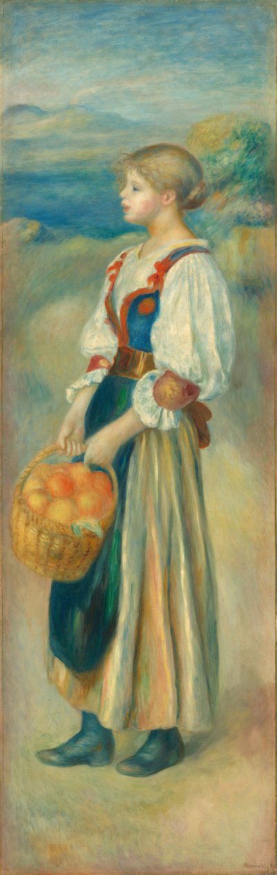 Meisje met een mand sinaasappels door Auguste Renoir
