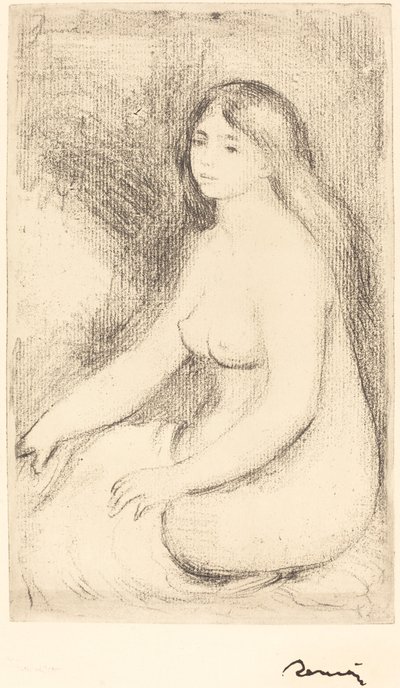 Zittende Baadster door Auguste Renoir