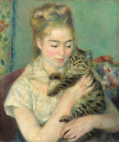 Vrouw met een Kat door Auguste Renoir