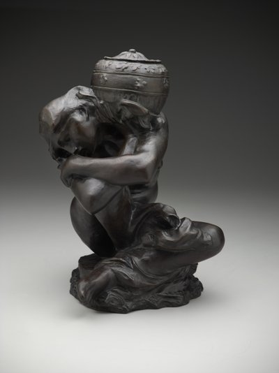 Gevallen karyatide die een urn draagt door Auguste Rodin