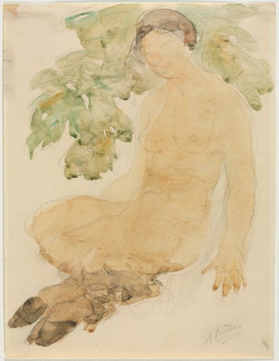 Faunesse, c.1905 (aquarel over grafiet) door Auguste Rodin