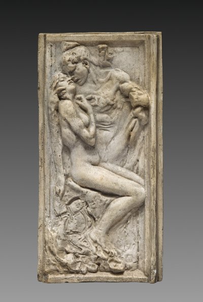 Minnaars (Les amants), ca. 1880-85 (origineel model) (gips gevernist lichtbruine kleur) door Auguste Rodin