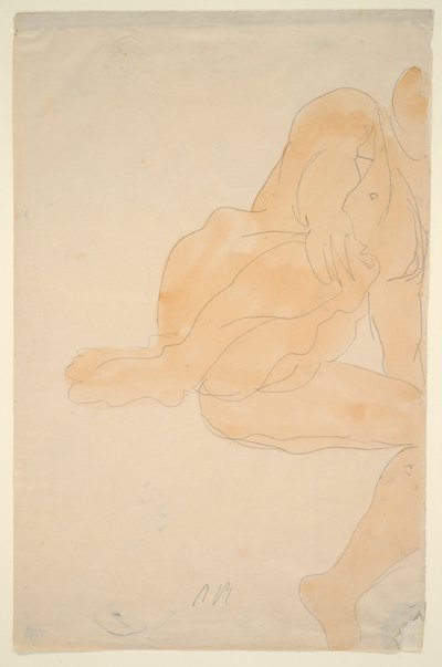 Naakt zittend, knie opgetrokken door Auguste Rodin