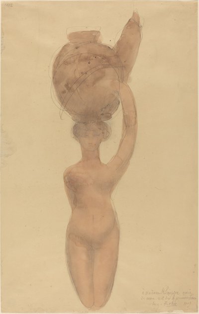Naakte Vrouw die een Vaas op het Hoofd Draagt door Auguste Rodin