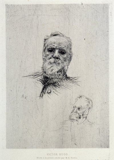 Portret van Victor Hugo (1802-1885), illustratie uit The Gazettes de beaux Arts door Auguste Rodin