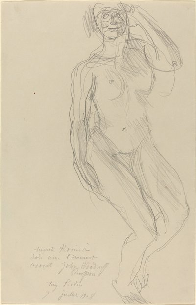 Zittende Vrouwelijke Naakt Kijkt Vooruit door Auguste Rodin