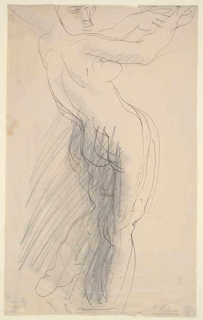 Staande vrouwelijke naakt, armen omhoog door Auguste Rodin