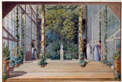 Een bezoek aan de warme kas van het kasteel van Malmaison door Auguste Simon Garneray