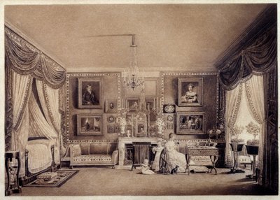 Slaapkamer van de Hertogin van Berry in de Tuilerieën door Auguste Simon Garneray