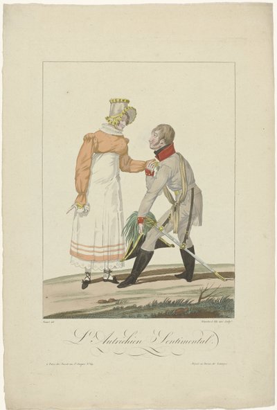 De Geallieerden in Parijs in 1815: De Sentimentele Oostenrijker door Auguste Thomas Marie Blanchard