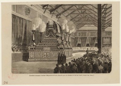 Laatste eer aan Giacomo Meyerbeer in Parijs, op het Noordstation op 6 mei 1864, ca 1864 door Auguste Victor Deroy