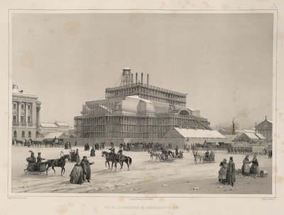 Bouw werkzaamheden ca. 1838 Uit: De bouw van de Sint-Isaacskathedraal, 1845 door Auguste de Montferrand