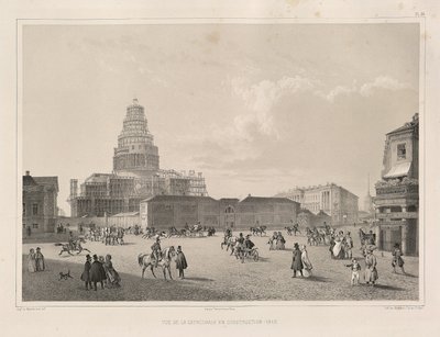 Bouwwerk in 1838 Uit: De Bouw van de Sint-Isaac Kathedraal door Auguste de Montferrand