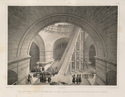 Binnenaanzicht van de Kathedraal en een helling Uit: De Bouw van de Sint-Isaac Kathedraal, 1845 door Auguste de Montferrand