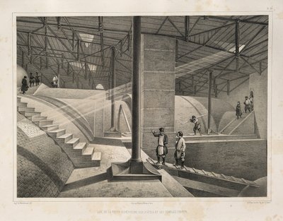 Deel van de boog en een metalen dak Uit: De bouw van de Sint-Isaacskathedraal, 1845 door Auguste de Montferrand