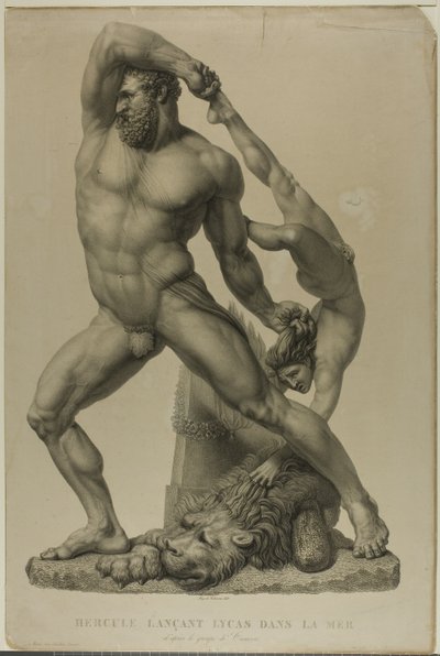 Hercules gooit Lichas in de zee door Auguste de Valmont