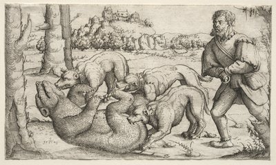 Een berenjacht, 1569 door Augustin Hirschvogel