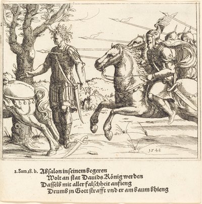 Absalom Gedood door Joab door Augustin Hirschvogel