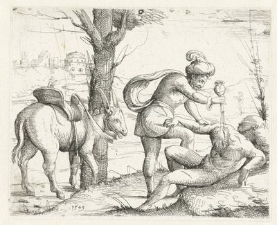 Barmhartige Samaritaan (Concordantie Oude en Nieuwe Testament) door Augustin Hirschvogel