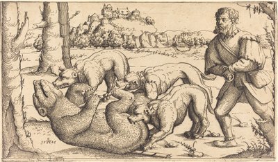 Berenjacht door Augustin Hirschvogel