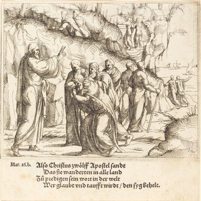Christus geeft de apostelen hun missie, 1548 door Augustin Hirschvogel