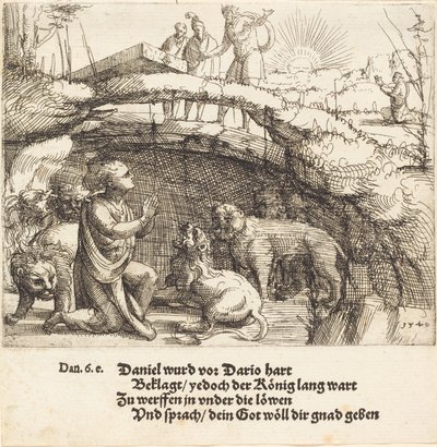 Daniel in de leeuwenkuil, 1549 door Augustin Hirschvogel