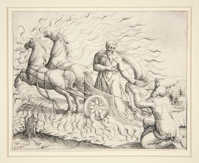 Elia in de vurige wagen door Augustin Hirschvogel