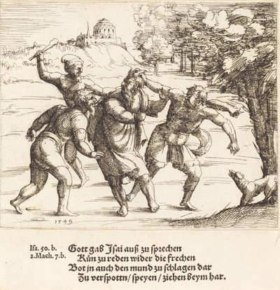 Jesaja accepteert spot vanwege zijn geloof, 1549 door Augustin Hirschvogel