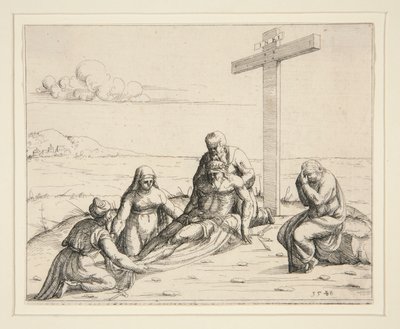 Jozef en Nicodemus met het Lichaam van Christus door Augustin Hirschvogel