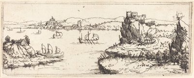 Landschap met Zeilboten door Augustin Hirschvogel