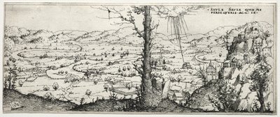 Landschap met de bekering van Saulus door Augustin Hirschvogel