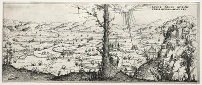 Landschap met de bekering van Saulus, 1545 door Augustin Hirschvogel