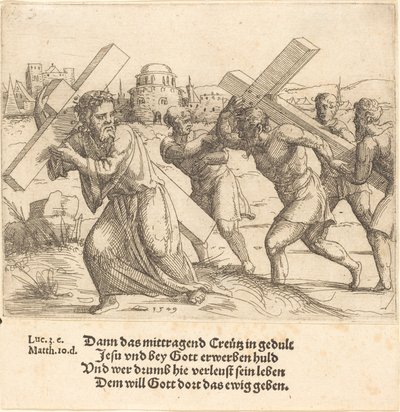 Man draagt het kruis na Christus, 1549 door Augustin Hirschvogel