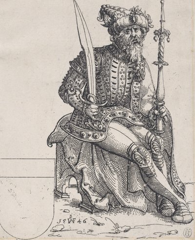 Maximiliaan I, uit Herberstain, Rerum Moscoviticarum Commentarii, 1546 door Augustin Hirschvogel