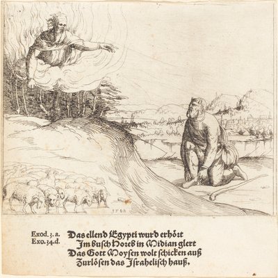 Mozes en de brandende struik, 1548 door Augustin Hirschvogel