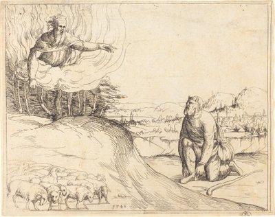 Mozes en de brandende struik, 1548 door Augustin Hirschvogel