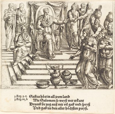Bezoek van de koningin van Sheba aan Salomo door Augustin Hirschvogel