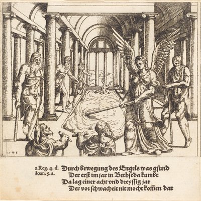 De Engel die de vijver van Bethesda beroert, 1548 door Augustin Hirschvogel