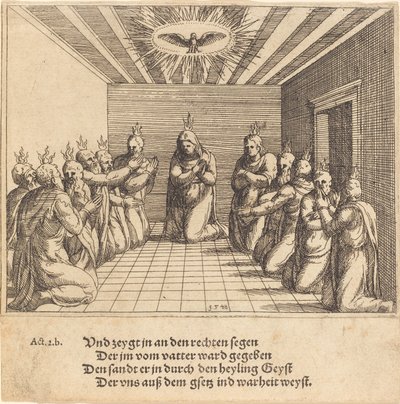 De nederdaling van de Heilige Geest door Augustin Hirschvogel