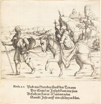 De Heilige Familie keert terug uit Egypte, 1549 door Augustin Hirschvogel