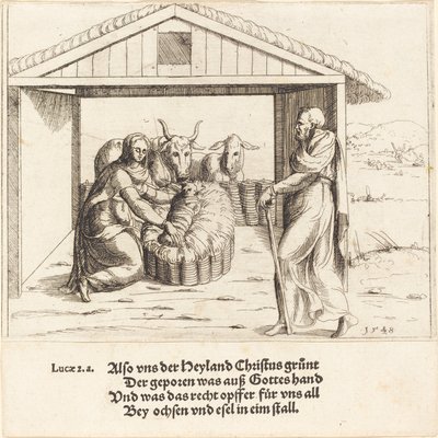 De Geboorte door Augustin Hirschvogel